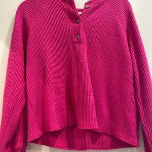 Old Navy Fuchsia Button Down Waffle Knit Top